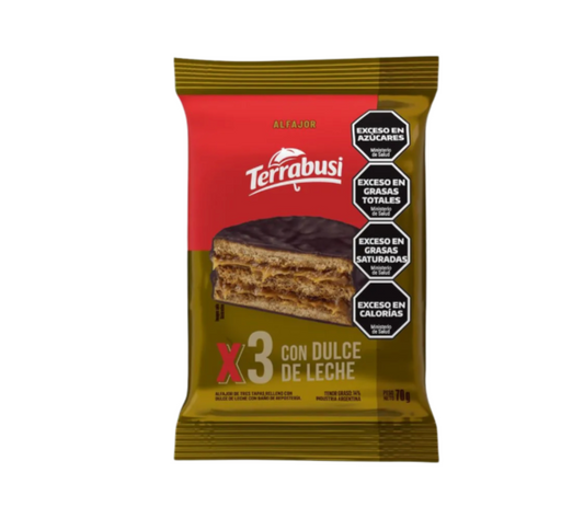 Alfajor terrabusi dulce de leche triple 70gr