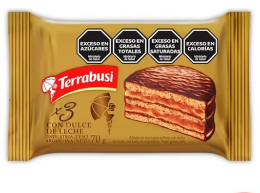 Alfajor terrabusi dulce de leche triple 70gr
