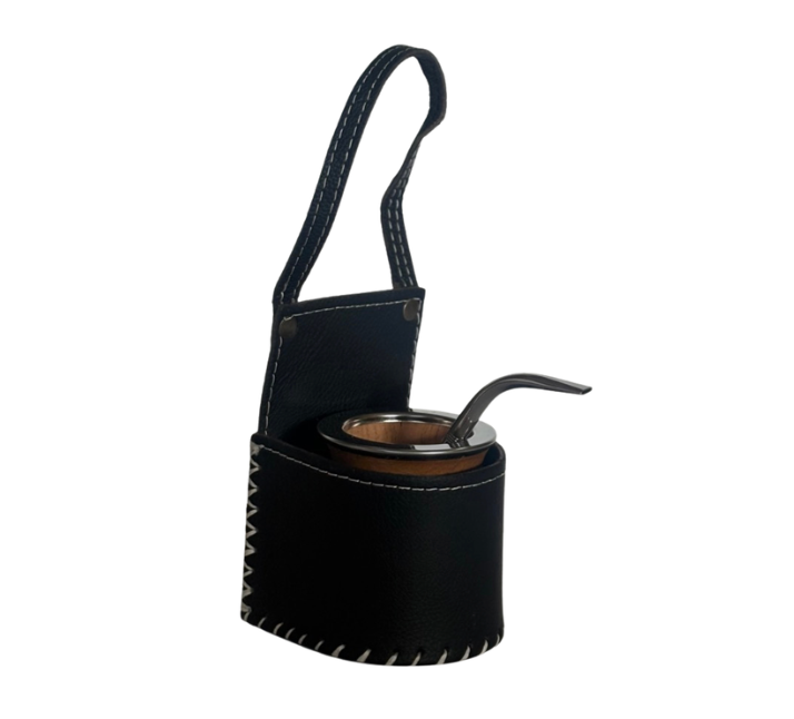 Porta mate color negro de cuerina